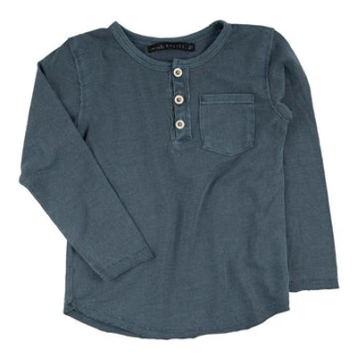 Navy Button Henley