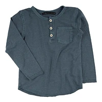 Navy Button Henley