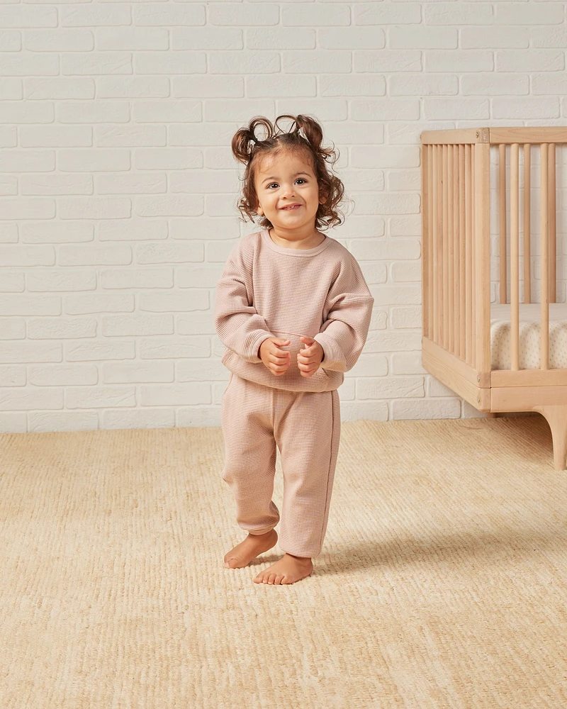Blush Waffle Slouch Set
