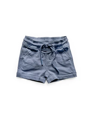 Blue Cotton Twill Short