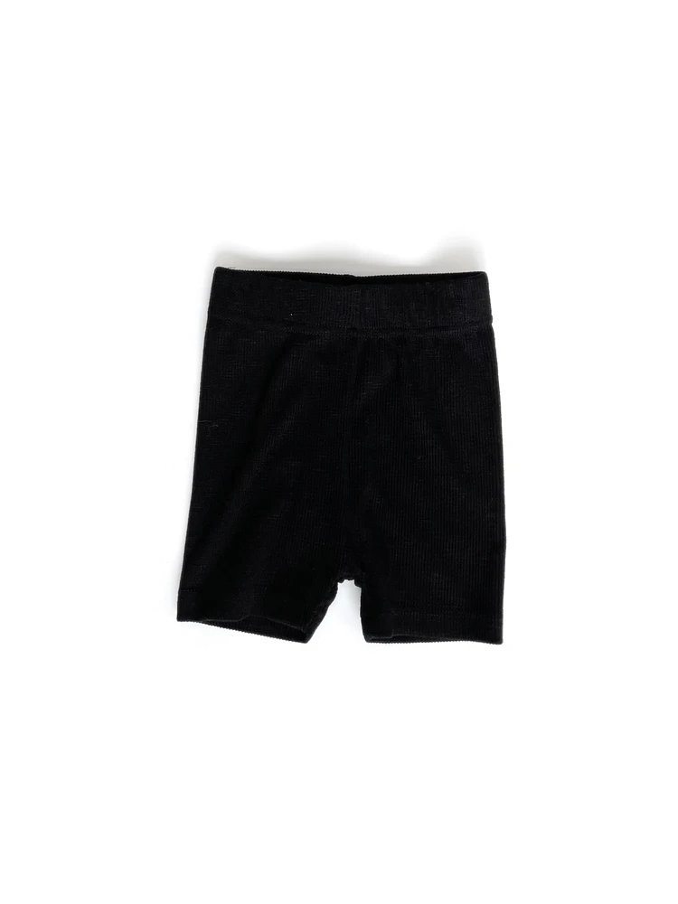 Black Ribbed Biker Shorts