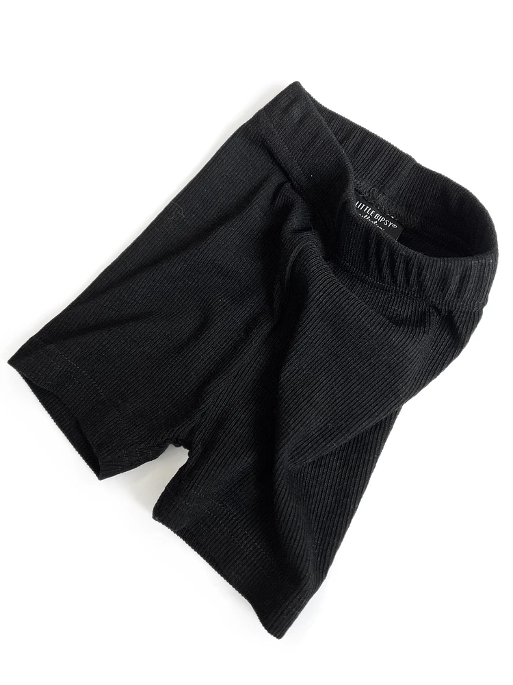 Black Ribbed Biker Shorts