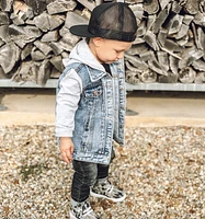 Hooded Denim Jacket - Grey