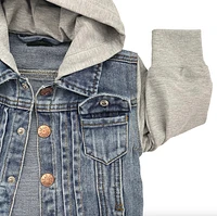 Hooded Denim Jacket - Grey