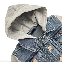 Hooded Denim Jacket - Grey