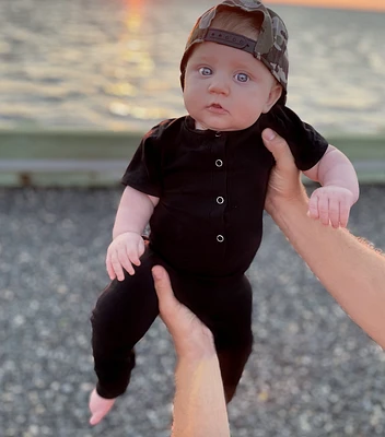 Henry Snap Romper - Black