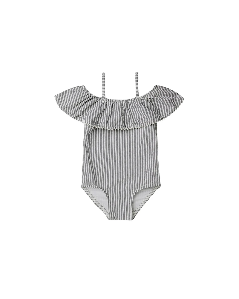 Off the Shoulder One-Piece - Ink Stripe