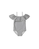 Off the Shoulder One-Piece - Ink Stripe