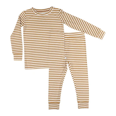 Camel Stripe Ribbed Two-Piece Set