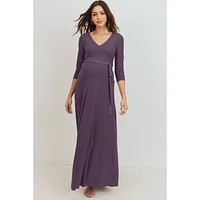 Tie Front Maternity/Nursing Wrap Maxi Dress