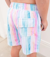 Watercolor Stripe Swim Shorts