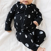 Moon Phases Ribbed Zip Romper