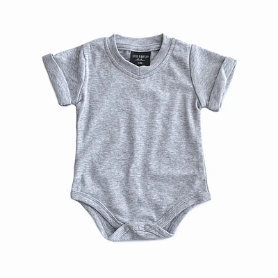 Basic Short Sleeve Bodysuit - Grey
