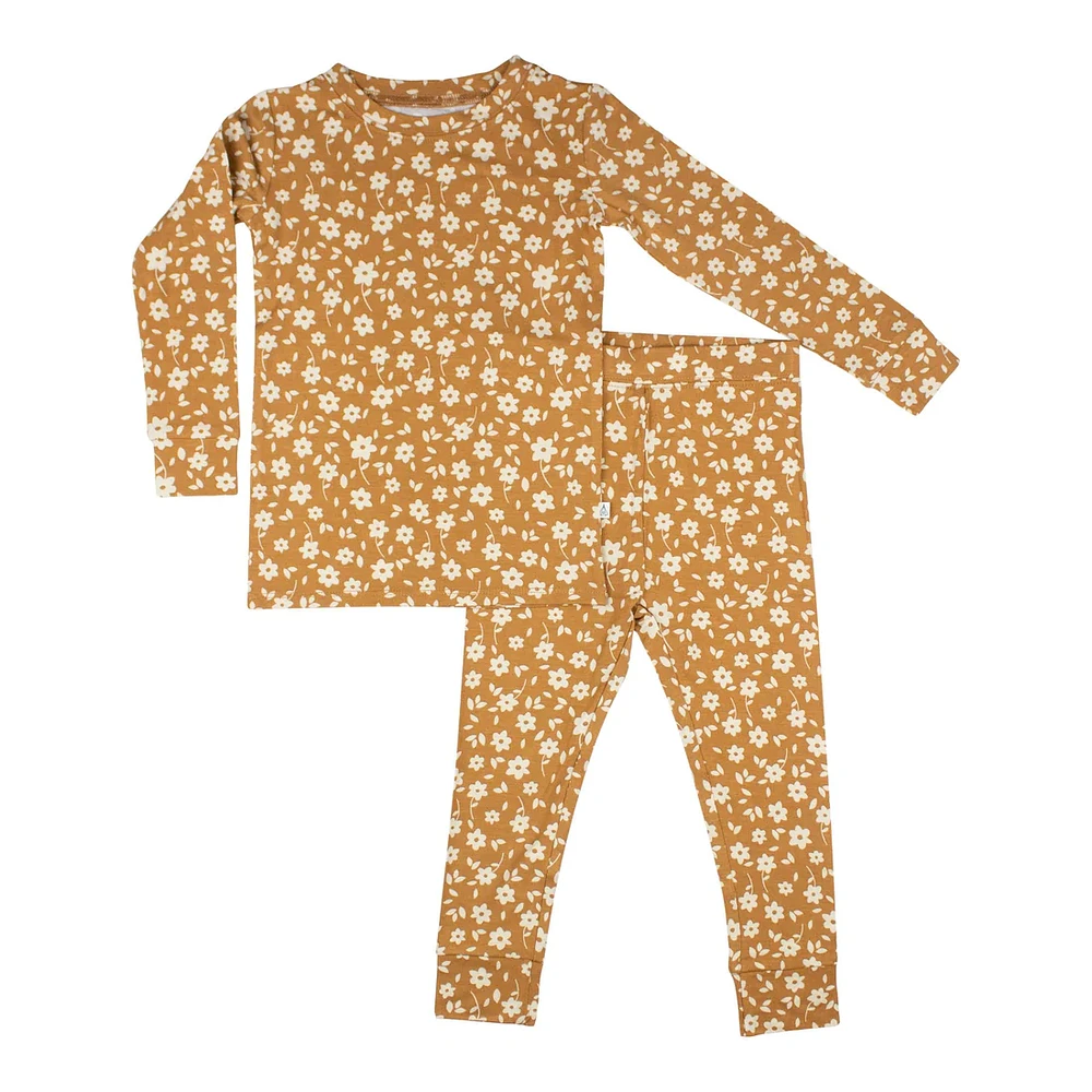 Camel Floral Two-Piece Set