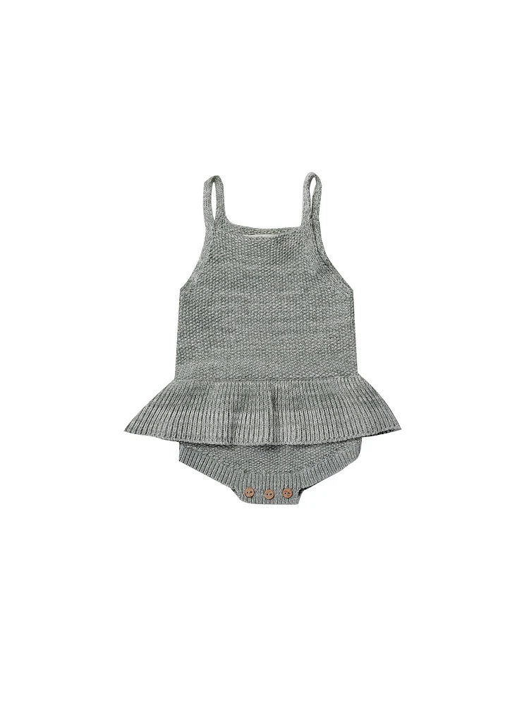 Knit Ruffle Romper - Sea Green
