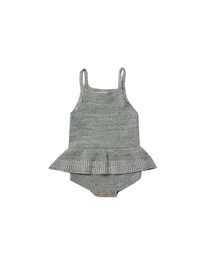 Knit Ruffle Romper - Sea Green