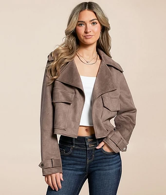 Faux Suede Cropped Jacket