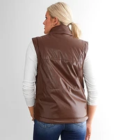 Faux Leather Puffer Vest