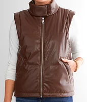 Faux Leather Puffer Vest