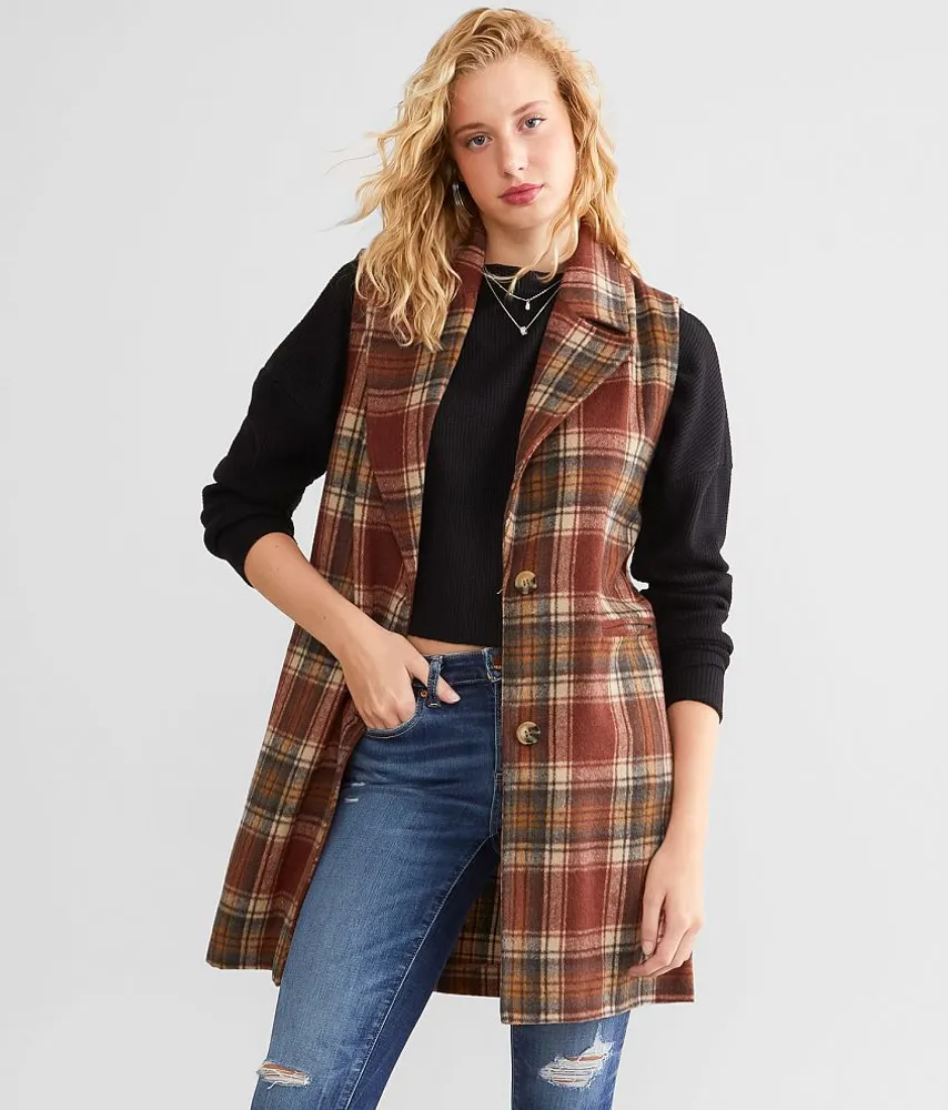 BKE Flannel Longline Vest