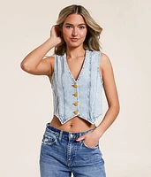 Washed Denim Cropped Vest