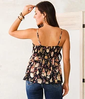 Floral Chiffon Babydoll Tank Top