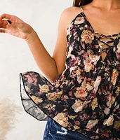 Floral Chiffon Babydoll Tank Top