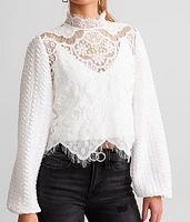 Sheer Eyelash Lace Cropped Top