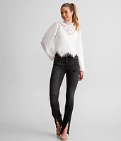 Sheer Eyelash Lace Cropped Top