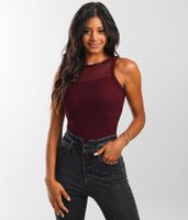 red by BKE Ribbed High Neck Tank Top