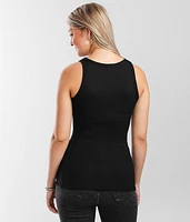 Ribbed High Neck Tank Top