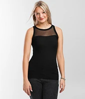 Ribbed High Neck Tank Top