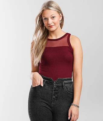 Ribbed High Neck Tank Top
