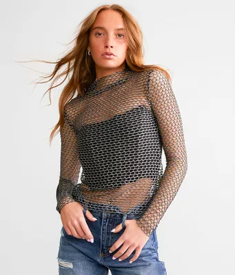 Gilded Intent Metallic Netted Top