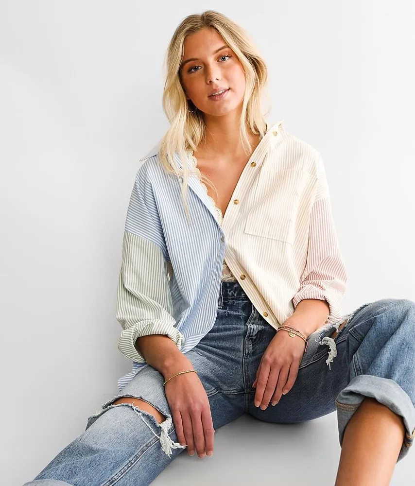 Striped Color Block Blouse