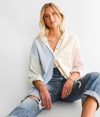 Striped Color Block Blouse
