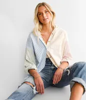 Striped Color Block Blouse