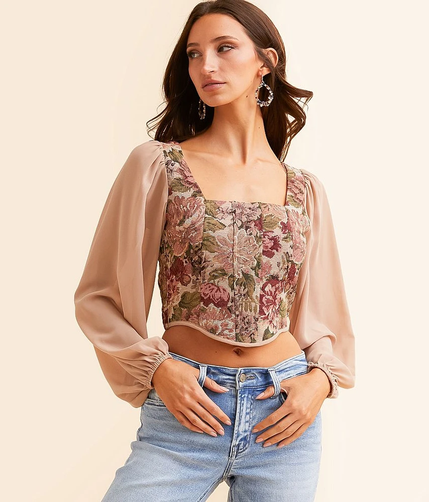 Willow & Root Floral Tapestry Cropped Top