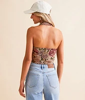 Floral Jacquard Halter Vest