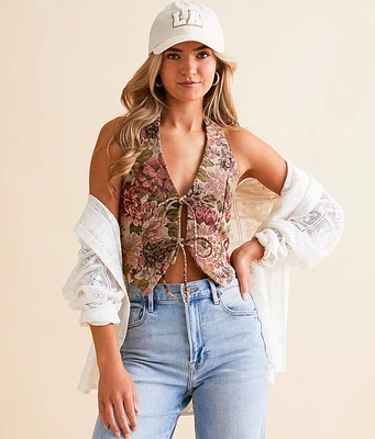 Willow & Root Floral Jacquard Halter Vest