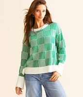 AEMI + CO Checker Ribbed Sweater