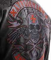 Black Bird Distressed Faux Leather Jacket