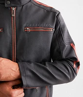 Black Bird Distressed Faux Leather Jacket