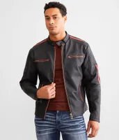 Black Bird Distressed Faux Leather Jacket