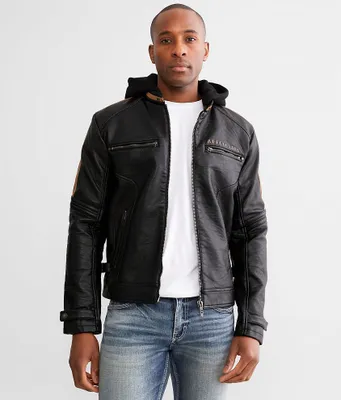 Affliction Apache Faux Leather Hooded Jacket