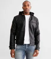 Affliction Apache Faux Leather Hooded Jacket