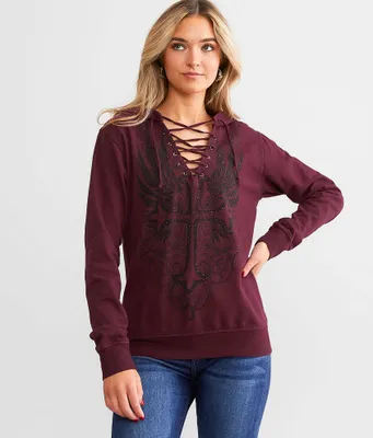 Affliction Free Lace-Up Hooded Sweatshirt