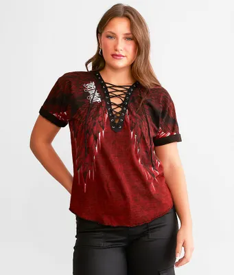 Affliction Age Of Winter Lace-Up T-Shirt