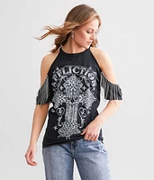 Affliction Versailles Rhinestone Fringe T-Shirt