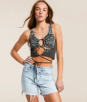 Speed Trails Cut-Out Cropped Tank Top